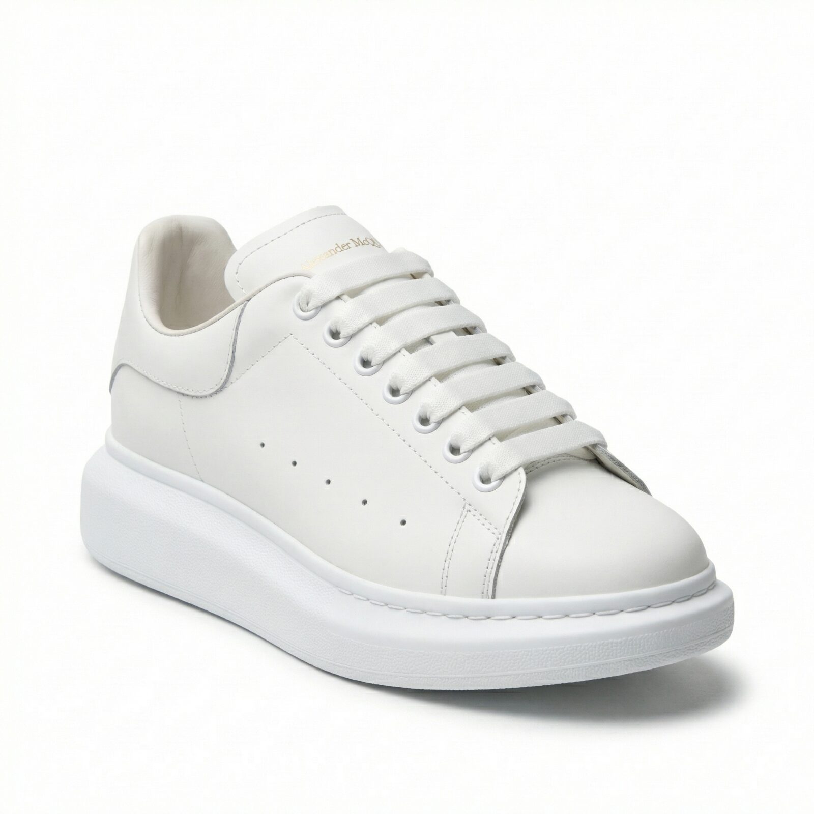 Alexander McQueen Oversized White sneaker front side view on white background – SHUZAR Egypt